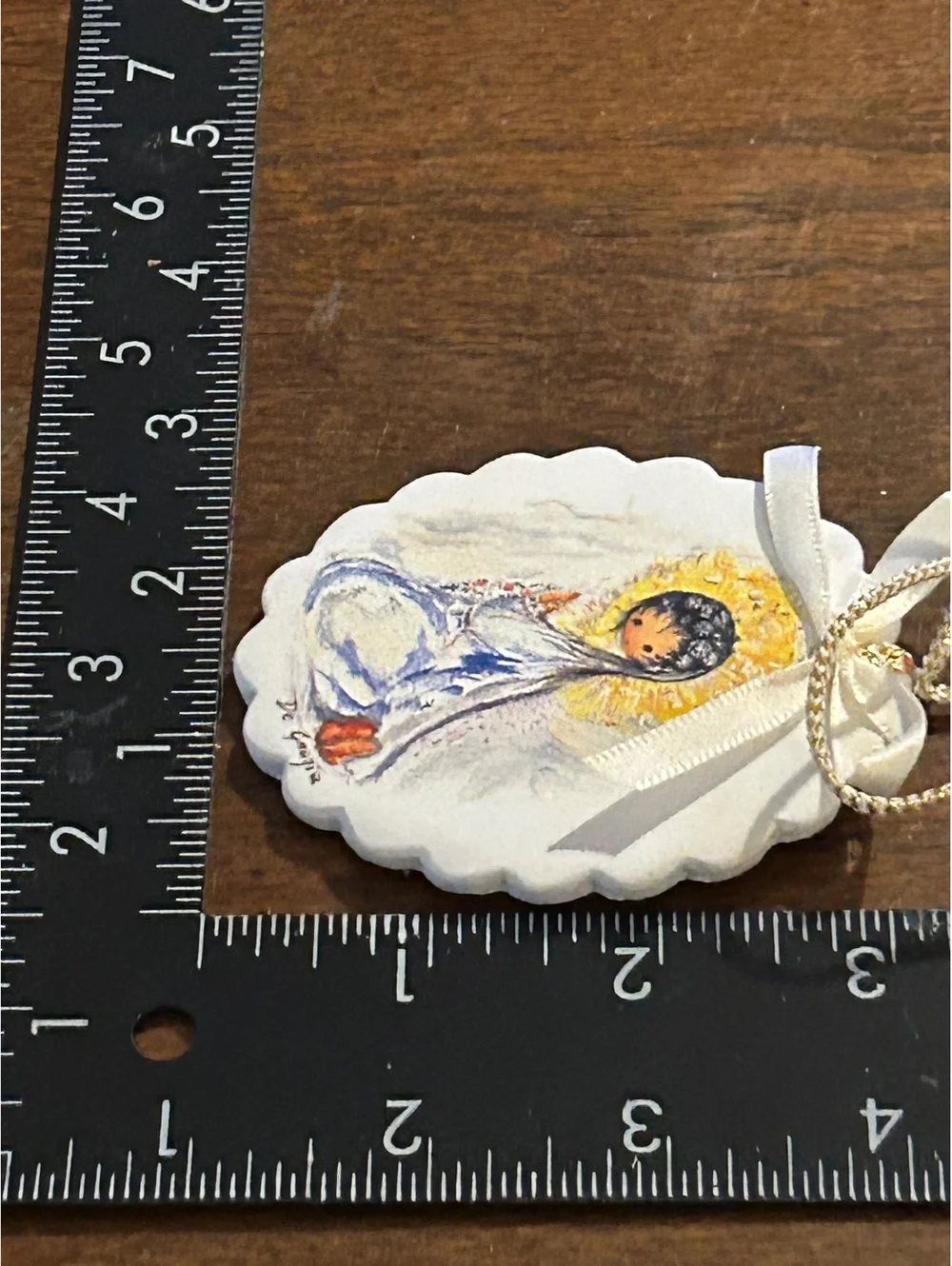 De Grazia Ceramic Angel Plaque with Ribbon